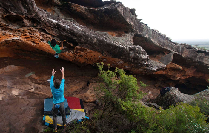 Jeremy Huckins Climbs a Boulder