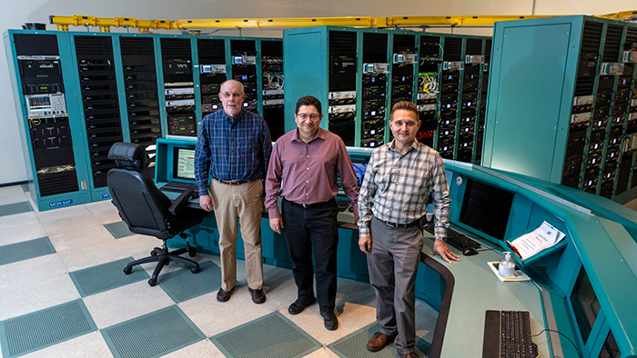 Larry Pelz, Jean-Michel Di Nicola, and John Heebner in the Master Oscillator Room