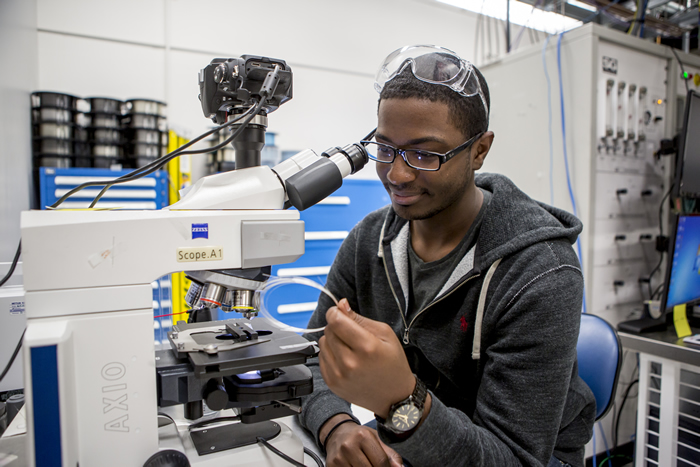Summer Scholar Montrey Freeman Studies an Ultrathin Fiber