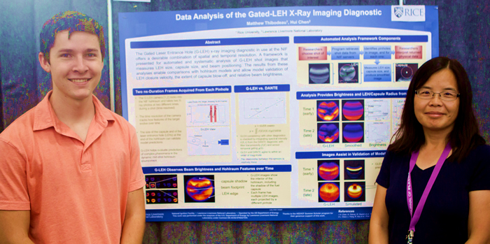 Summer Scholar Matthew Thibodeau and his Mentor, Hui Chen, at the Summer Student Poster Symposium