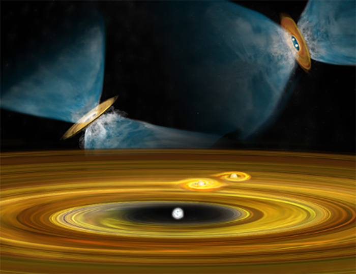Artist’s conception of a pair of young, still-forming stars