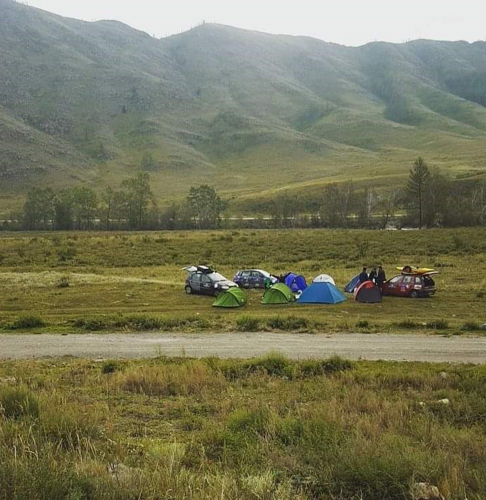 Photo of campers in the Altai Mountains area in Russia