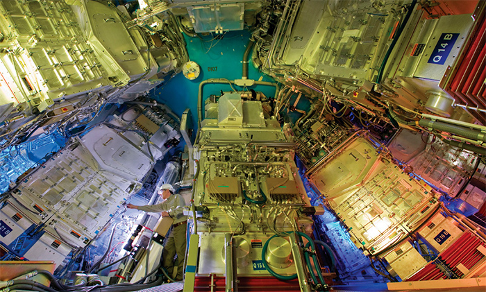 Photo of Lower Hemisphere Beamlines attached to NIF Target Chamber