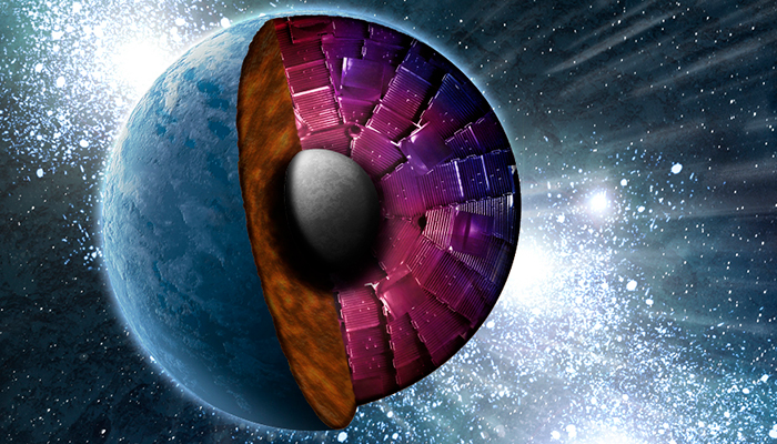 Artist conception of a super-Earth with the NIF target chamber superimposed. Credit: John Jett