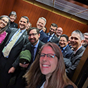 LLNL’s representatives who attended the Dec. 13 press conference at DOE headquarters in Washington, D.C., beam with pride in this group photo