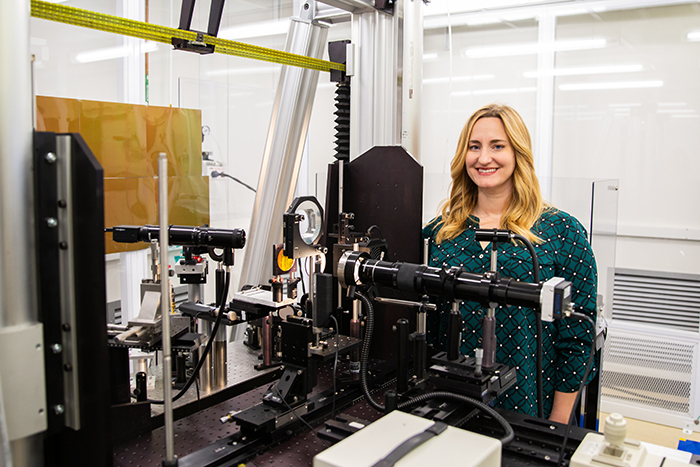 LLNL staff scientist Alison Browar developed a method of creating round walled shadow cone blockers to mitigate damage growth on NIF optics