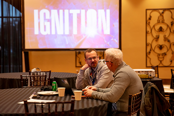 Ignition, displayed in a sign, figured prominently in the discussions at the NIF-JLF User Groups Meeting