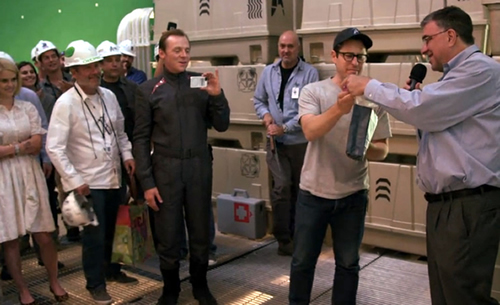 Ed Moses Presents Laser Glass to J.J. Abrams